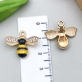 Golden alloy bee pendant with yellow enamel and rhinestones for DIY jewelry making - Yellow Enamel Bee Style
