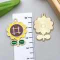 Enamel sunflower charm pendant for jewelry with front and back metal details - Yellow Enamel Sunflower Style