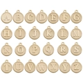 Set of 26 alphabet charms in cream white enamel and gold finish for DIY jewelry - Round Double-Sided Letter Set (12240) / Set of 26 / Champagne