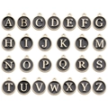 Set of 26 double-sided black enamel letter pendants with gold trim for DIY jewelry - Round Double-Sided Letter Set (12241) / Set of 26 / Black