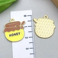 Emaille honingpot hanger voor DIY sieraden met gele honingdruppel en tekst - Gele Emaille Honingpot Stijl