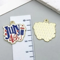 Pendentif émaillé du 4 juillet avec drapeau américain et fusée pour création bijoux - Lettres July 4th (23116)