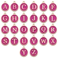 Golden alloy A-Z alphabet charms with rose pink enamel finish for DIY jewelry making - Round Double-Sided Letter Set (12660) / Set of 26 / Rose Red