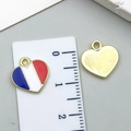 Pendentif cœur drapeau USA en émail tricolore avec revers doré texturé pour bijoux DIY - Style Petit Cœur (23117)