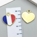 Pendentif cœur en alliage doré avec émail drapeau bleu blanc rouge et dos texturé - Style Cœur Moyen (23118)
