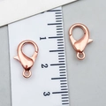 Two rose gold alloy lobster clasps for DIY jewelry making measuring 12mm length - Rose Gold
