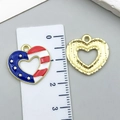 Pendentif cœur drapeau américain en émail et alliage doré pour bijoux et colliers DIY - Style Grand Cœur (23123)