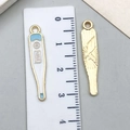 Thermometer charm in gold alloy with blue and white enamel for DIY jewelry making - Blue Thermometer Style (23051) / 30x6mm