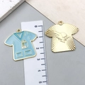 Enamel medical medical scrub charms in blue and gold finish with a 3cm scale ruler - Blue Nurse Uniform Style (23057) / 30x28mm