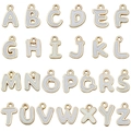 Set of 26 white enamel A-Z alphabet charms with gold alloy frame for DIY jewelry making - Mixed 26 Letters
