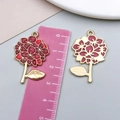 Red and pink enamel rose bouquet charms in gold-plated alloy for DIY jewelry - Red Gold Base Enamel Hydrangea (23159)