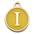Yellow enamel letter I pendant in gold plated finish for DIY jewelry making - 1 x Yellow Single Letter I