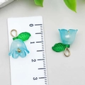 Sky blue acrylic lily of the valley flower pendant with green leaf for DIY jewelry - Sea Blue (22371)