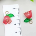 Handmade pink acrylic lily of the valley flower pendant with golden metal ring for DIY - Red Orange (22372)