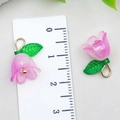Pastel purple acrylic lily of the valley flower pendant charm with leaf for DIY jewelry - Deep Purple (22375)