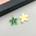Green enamel flower pendant in gold alloy for DIY jewelry necklace and bracelet - Green Five-Petal Flower (18995)