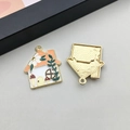 Colorful enamel mushroom house alloy pendant for DIY bracelets and necklaces jewelry making - Orange Mushroom Flower House (19020)