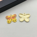 Colorful butterfly pendant charm with gold plating and enamel for DIY jewelry making - Yellow Floral Butterfly (19025)