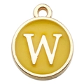 Enamel double-sided letter W alphabet charm in yellow gold for DIY jewelry making - Double-Sided Letter W / 1 Piece (12x14mm) / Yellow