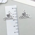 Antike Silber Musik Anhänger mit I Heart Music Logo für DIY Schmuckherstellung - Antiksilber Herz MUSIC Anhänger (15x20mm)