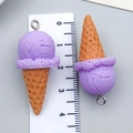 Detail showing height measurement of lavender resin ice cream cone charms for DIY jewelry - Purple (23824)