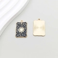 Tarot-Anhänger mit schwarzem Emaille-Sonnendesign und Goldrand für DIY-Schmuck - Die Sonne Stil (18589)