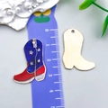 Anhänger in Form eines Cowboystiefels mit US-Flaggen-Emaille aus vergoldeter Legierung - Blauer Emaille Cowboystiefel Gemustert (23770)