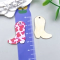 Anhänger für DIY-Schmuck mit rosa Kuhmuster und Emaille im Western-Stiefel-Stil - Rosaroter Emaille Cowboystiefel Gemustert (23774)
