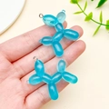 Light blue resin balloon dog charms with glitter for DIY jewelry making and bracelets - Transparent Lake Blue