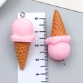 Pink ice cream cone pendant with resin texture and metal loop for DIY jewelry making - Pink (23827)