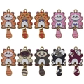 Lot de 10 breloques chats en émail coloré avec queues mobiles pour bijoux DIY - Série de 10 Chats en Émail Imprimés Mixtes (SN1398)