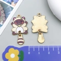 Colgante de gato de aleación con cola móvil y sudadera para pulseras de bricolaje - Amarillo