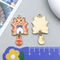Colgante gato de aleación naranja con lazo de lunares y cola móvil para creación de joyas - Naranja