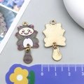 Colgante de mapache esmaltado con cola móvil para creación de joyas artesanales - Gris