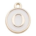 White enamel letter O pendant in gold alloy for DIY jewelry making and crafts - Letter O / 1 Piece (12x14mm) / White