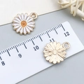 Daisy alloy charm with white enamel petals and golden center for DIY jewelry making - White Enamel Small Daisy (14789)