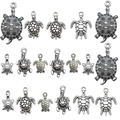 Antique silver sea turtle pendants in various shell designs for DIY jewelry making - Mixed Sea Turtle Styles