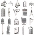 Antique silver education themed alloy charms set for DIY jewelry and accessories - Educational Supplies Collection (SN1357)