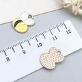 Golden enamel honey bee charm pendant for DIY bracelets showing both front and back details - Yellow Enamel Bee 14*11mm (21127)