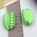 Pea pod resin pendant for DIY jewelry in bright green with silver metal loop - Green Pea Pod (23887)