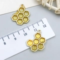 Golden honeycomb alloy pendant with yellow enamel finish and top ring measuring 1.8cm - Pale Yellow Double Sided Honeycomb (23151)