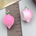 Pink resin radish vegetable pendant with silver ring for DIY jewelry making and crafts - Pink Carrot (23885)