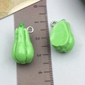 Green resin vegetable pendant charms for DIY jewelry making with realistic texture - Green Squash Chayote (23882)
