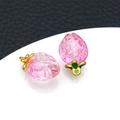 Erdbeere-Anhänger aus rosa Glas mit vergoldetem Blatt für DIY-Schmuckherstellung - 18*12MM / Transparent Lila (23722)