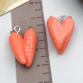 Orange heart-shaped resin carrot pendant with green leaf details and silver ring - Orange Carrot (23900)