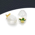 Paar lichtdurchlässige Glaserdbeeren mit Goldblättern für DIY-Schmuckherstellung - 18*12MM / Transparent Weiß (23724)