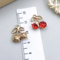 Pendentif cerise en alliage doré avec cristaux rouges pour la création de bijoux DIY - Style Cerise Émail Rouge (23398)