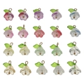 20pcs colorful lily of the valley glass pendants with leaf charms for DIY jewelry making - Mixed Colors