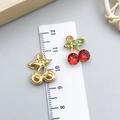 Kirsch-Anhänger aus Goldlegierung mit roten und grünen Strasssteinen für DIY-Schmuck - Rote Emaille Kirsche Stil (23412)