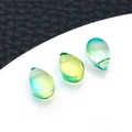 Three yellow-green gradient glass waterdrop charms for DIY jewelry making - Teal